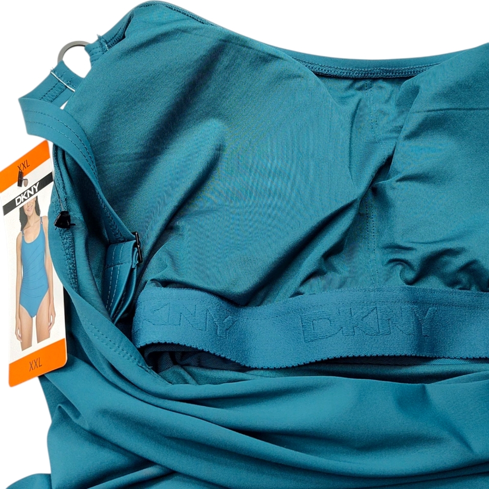 DKNY Teal Starburst Shirred One-Piece Swimsuit NWT | XXL - Picture 10 of 13